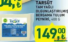 TARIM KREDİ TARSÜT TAM YAĞLI OLGUNLAŞTIRILMIŞ BERGAMA TULUM PEYNİRİ 400 G fiyat ve kampanya bilgisi